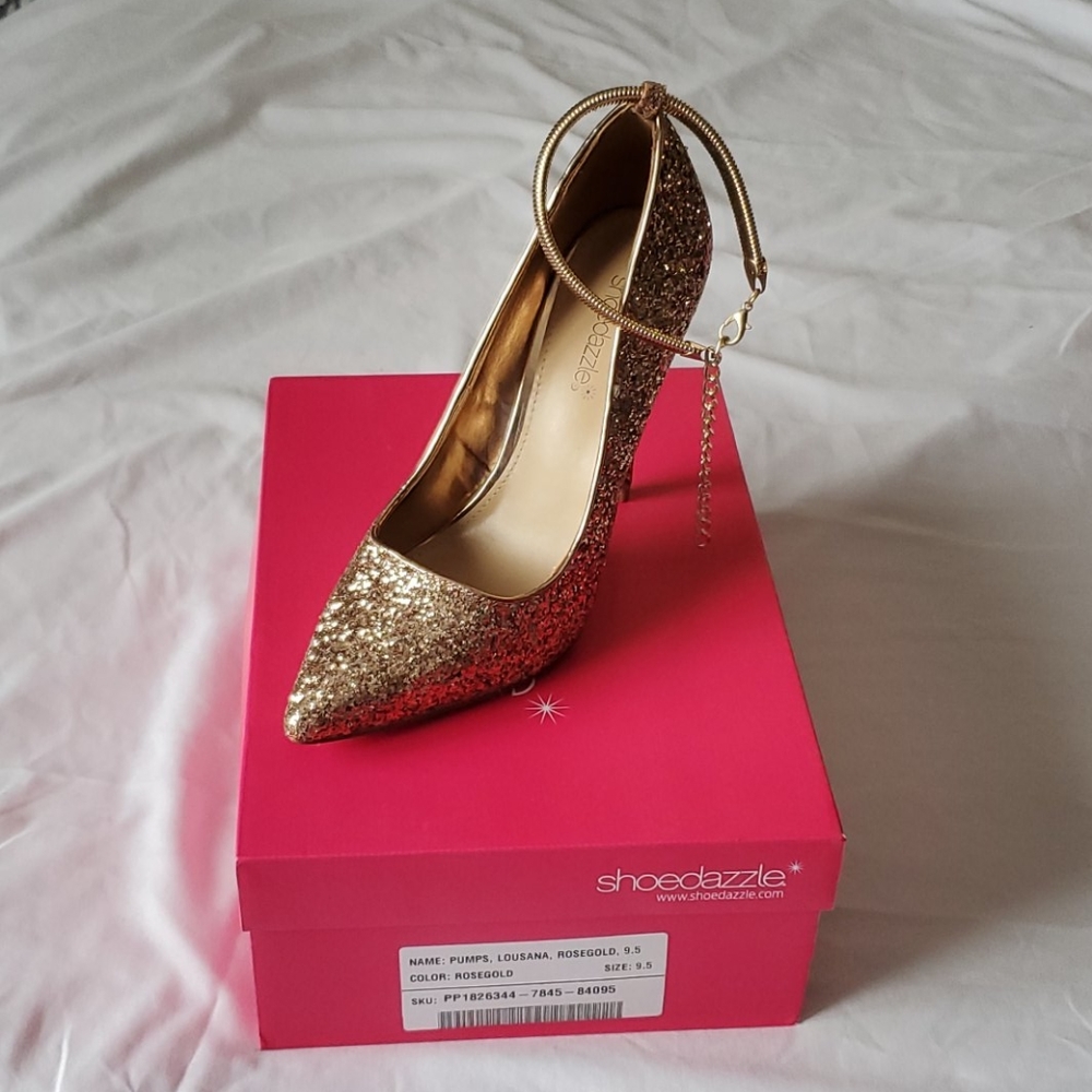 Rose Gold Pumps with Ankle Bracelet